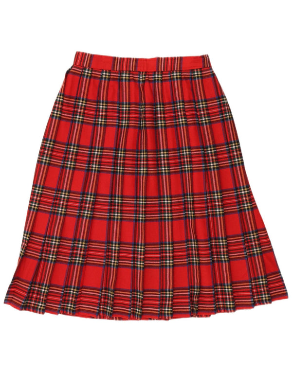 Damska plisowana spódnica VINTAGE IT 44 Medium W32 Czerwona wełniana kratka