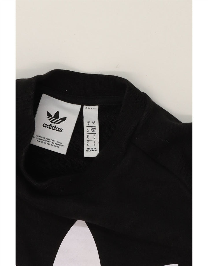 ADIDAS Mens Graphic Sweatshirt Jumper Small Black Cotton Vintage Adidas and Second-Hand Adidas from Messina Hembry 