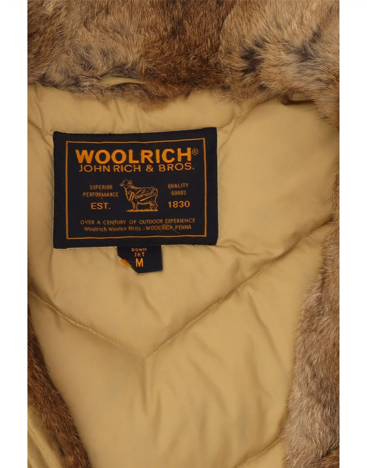 Damski płaszcz puchowy Woolrich UK 14, średni beż, bawełna
