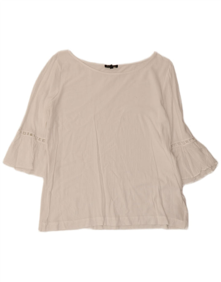 Bluzka damska Massimo Dutti Crop 3/4 z rękawem UK 12 Średnia biała wiskoza