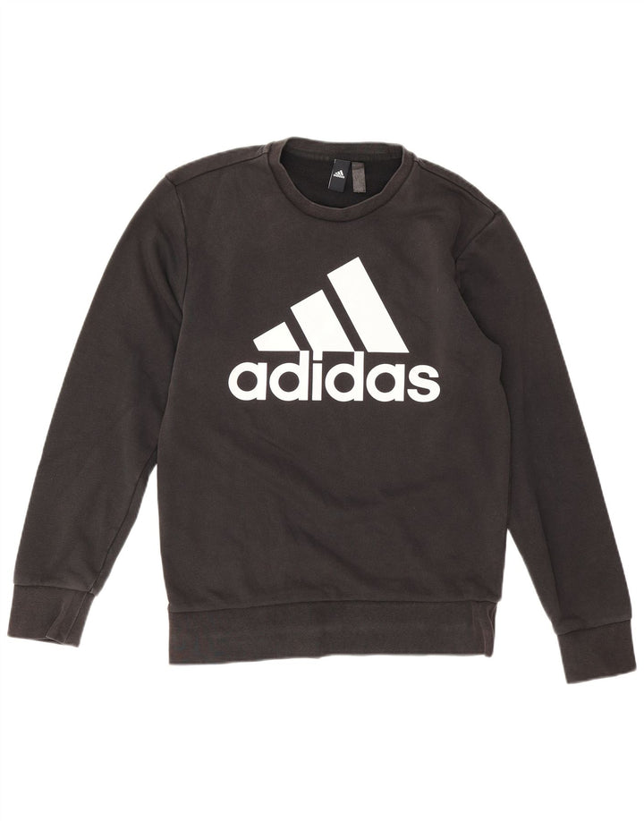 Adidas Męska bluza z grafiką, mała, czarna, bawełniana