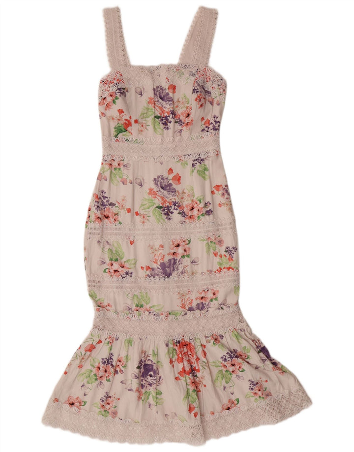 LIPSY Damska sukienka syrenka bez rękawów UK 6 XS Biała wiskoza w kwiaty