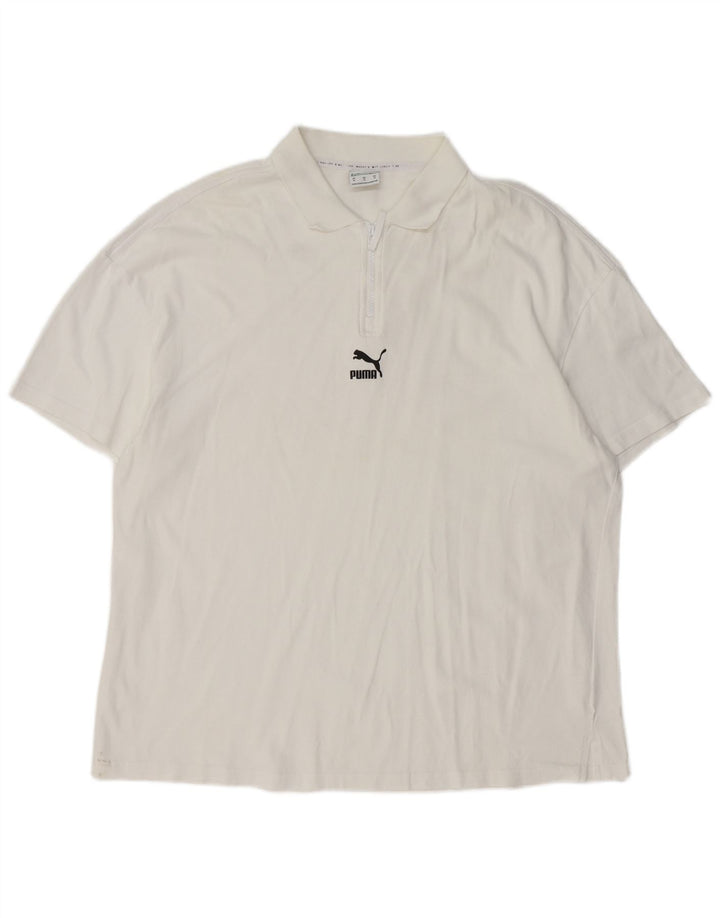 PUMA Mens Polo Shirt Medium White Cotton