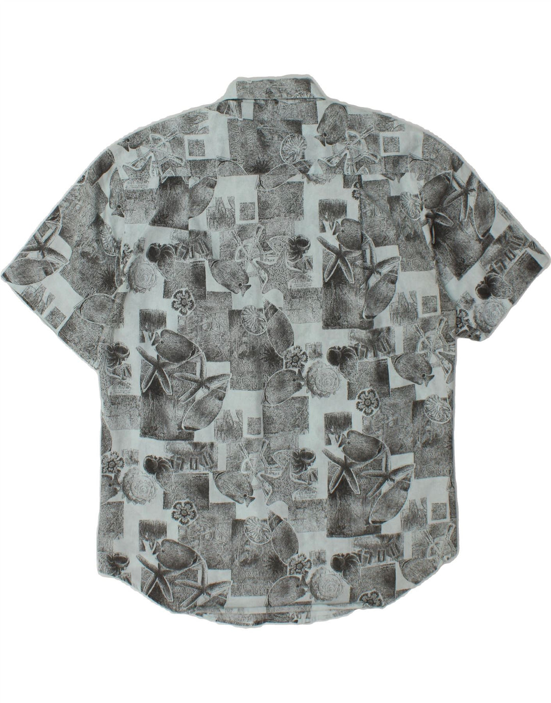 HUNTER Mens Abstract Pattern Short Sleeve Shirt Medium Blue Polyester Vintage Hunter and Second-Hand Hunter from Messina Hembry 