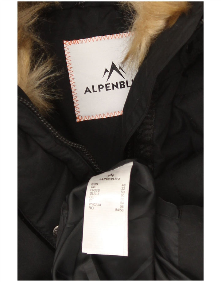 Damski ocieplany płaszcz z kapturem Alpenblitz UK 22 2XL Czarny poliester