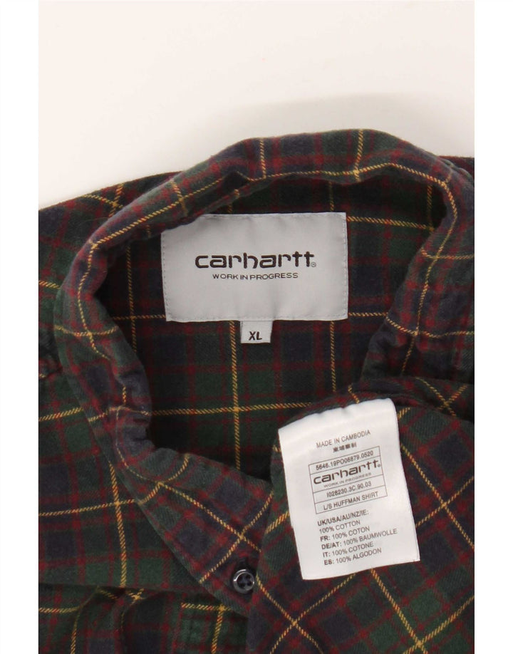 Męska koszula flanelowa Carhartt XL, bawełniana w zieloną kratkę