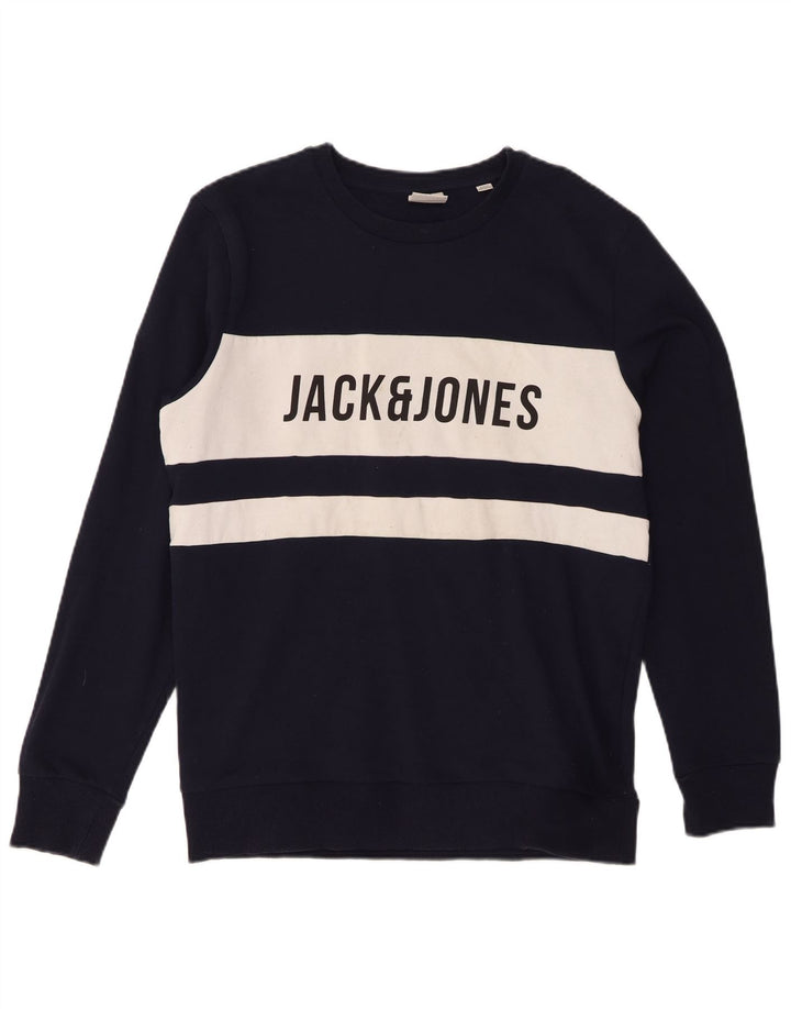 Męska bluza z grafiką Jack & Jones, duża, granatowa, z blokami kolorów