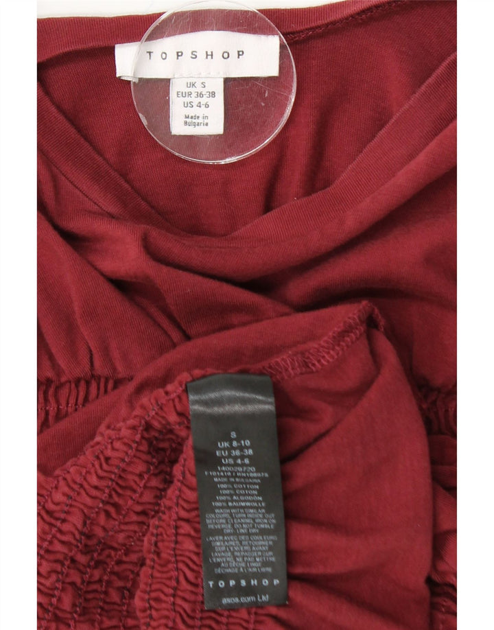 TOPSHOP Damska krótka bluzka Top UK 10 Small Burgundowa bawełniana