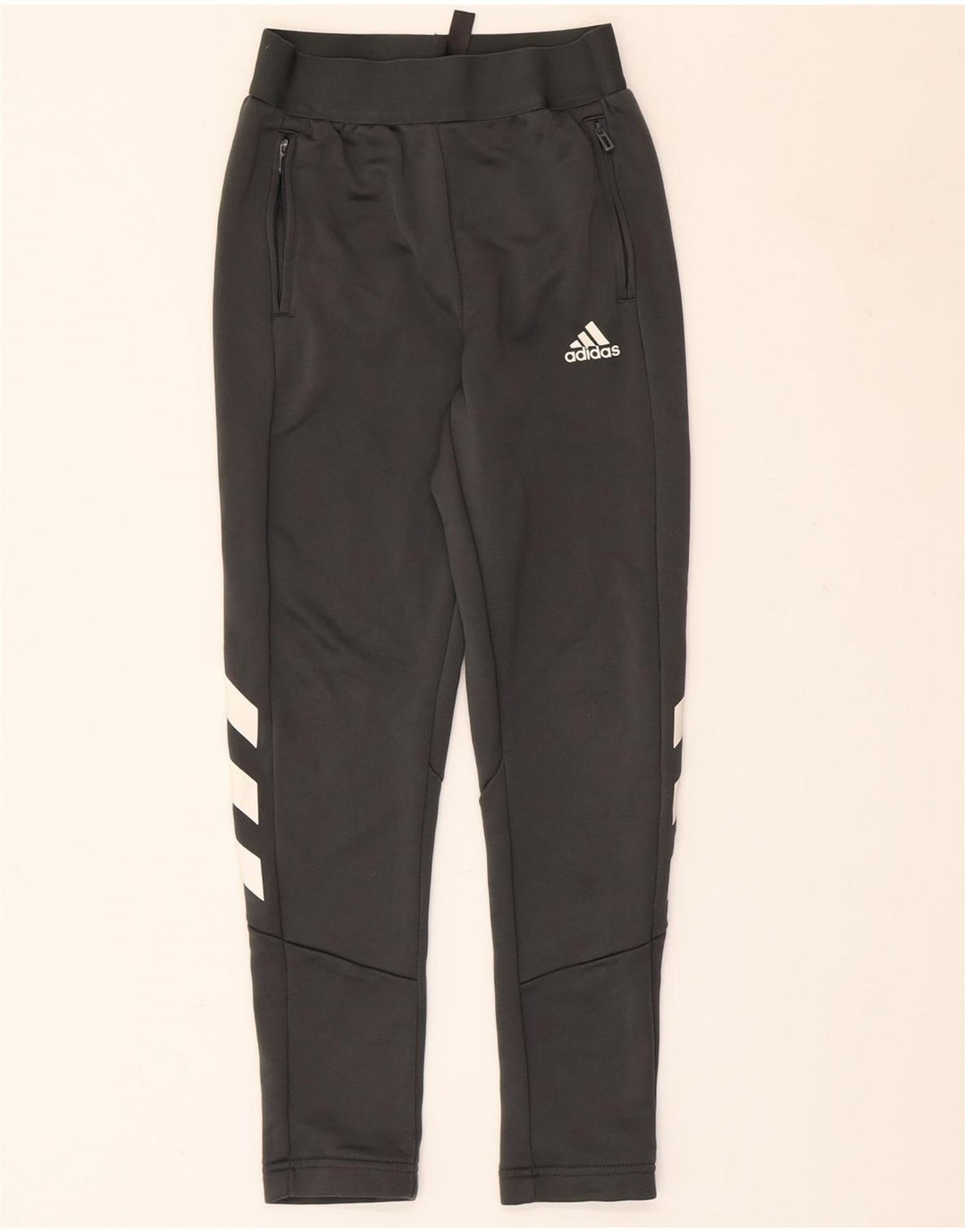 ADIDAS Boys Tracksuit Trousers 9-10 Years  Black Colourblock
