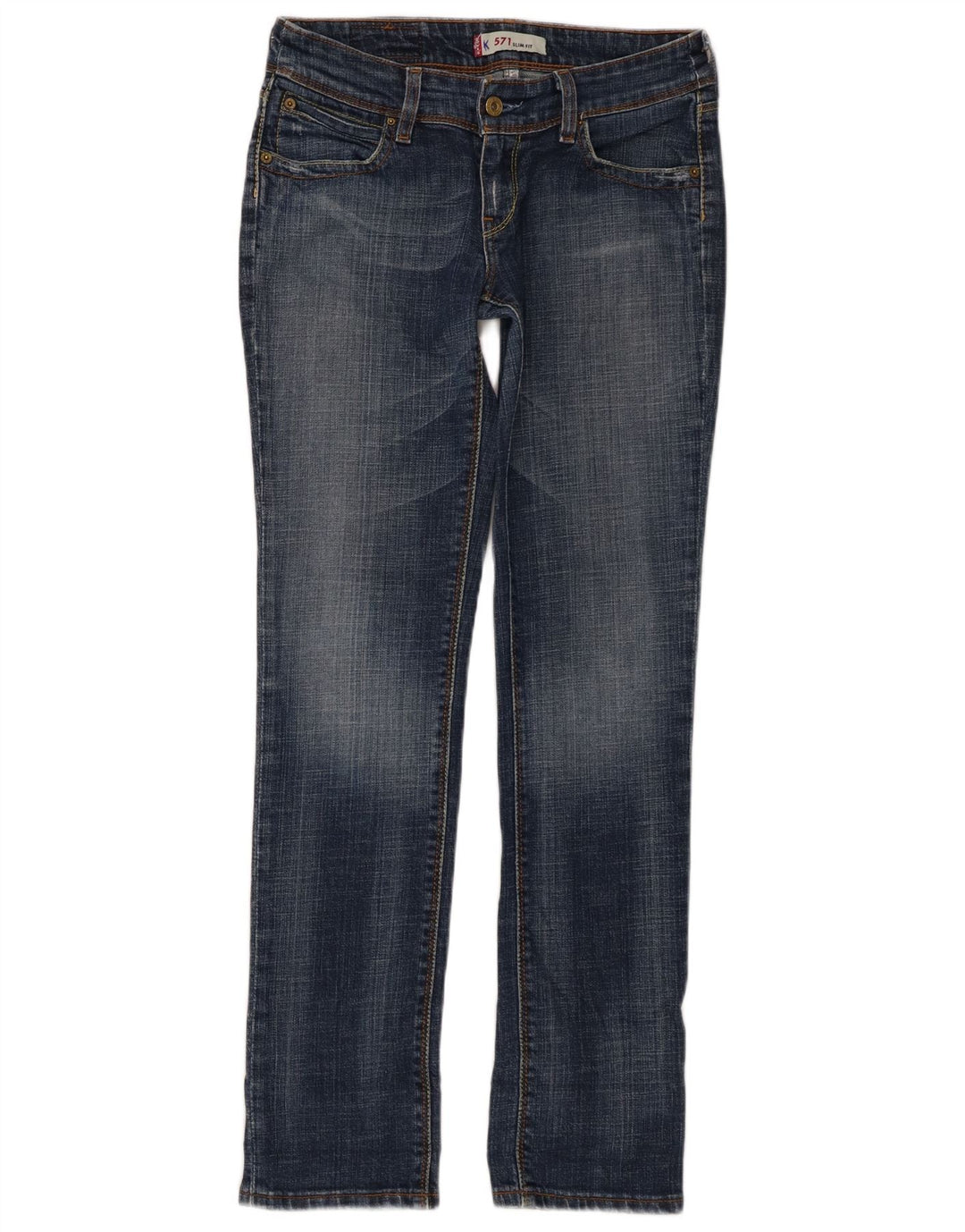 Damskie jeansy Levi's 571 Slim W28 L30 Niebieska bawełna