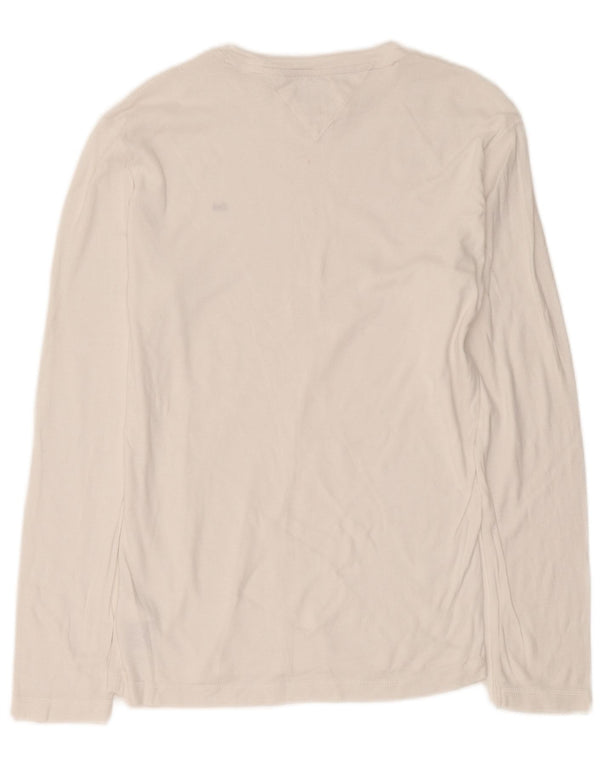 Męski top z długim rękawem Tommy Hilfiger, duży, biały, bawełniany