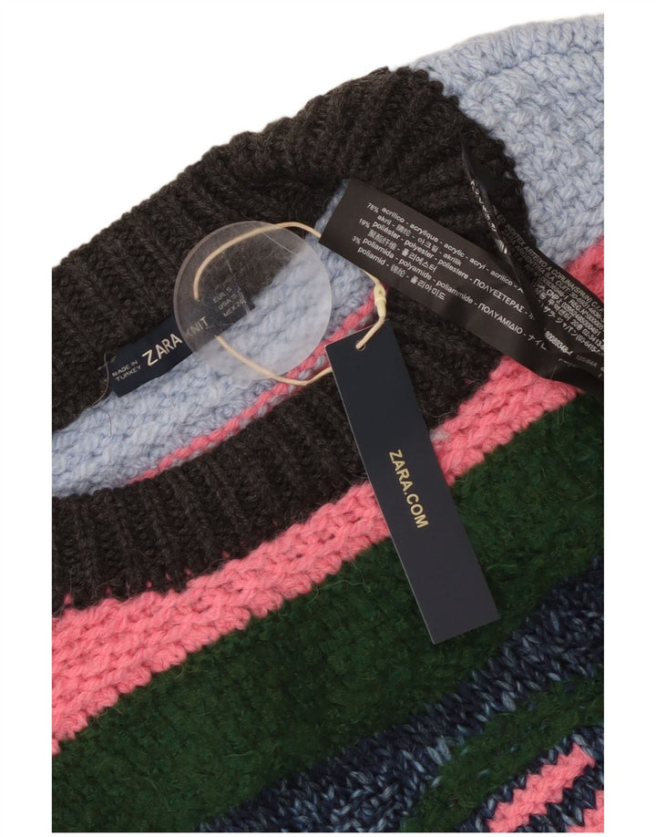 Damski sweter oversize ZARA z okrągłym dekoltem UK 10, mały, wielokolorowy