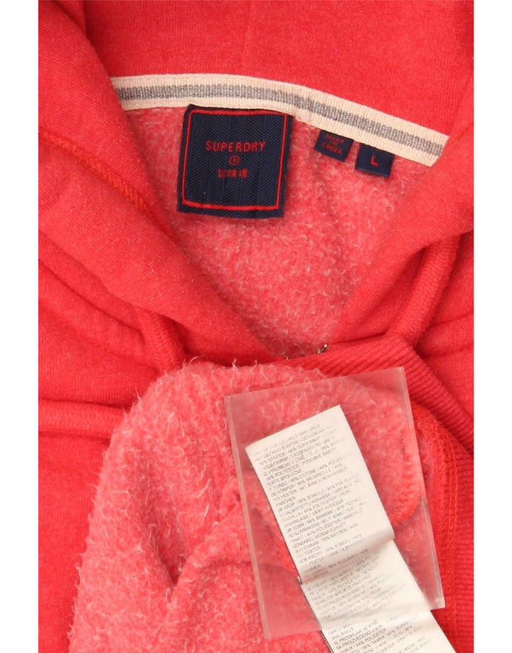 Męski sweter z kapturem i zamkiem błyskawicznym Superdry, duży, czerwony, bawełniany