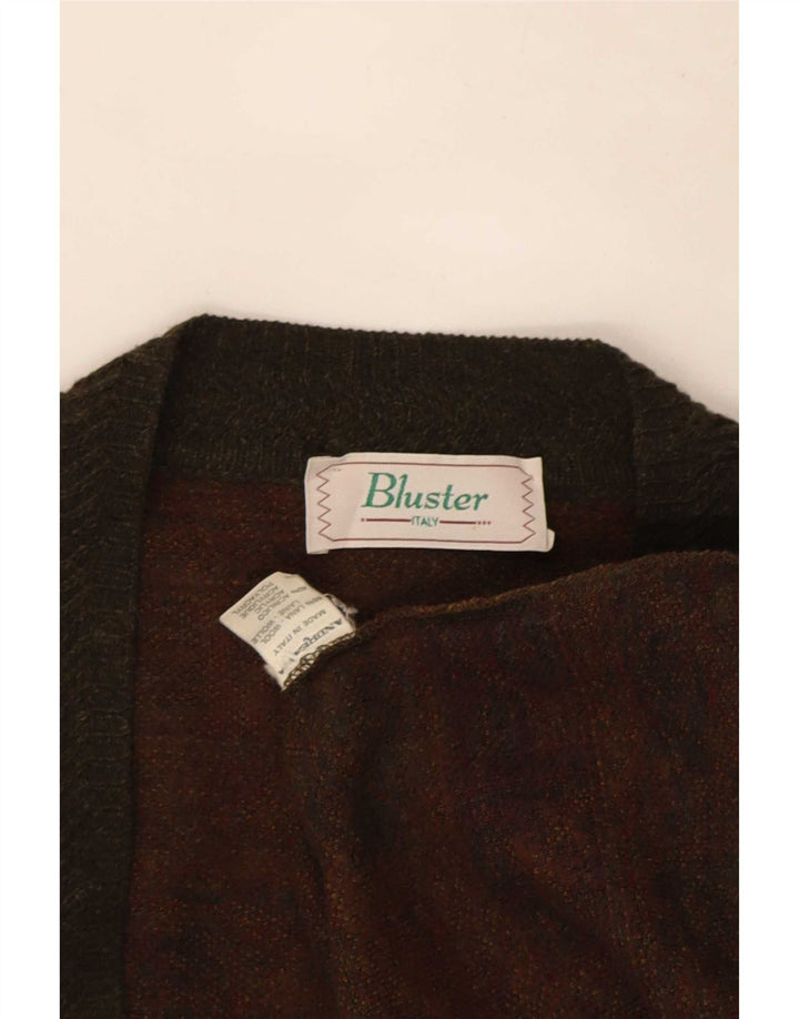 Męski sweter rozpinany Bluster, duży khaki, wełna Fair Isle