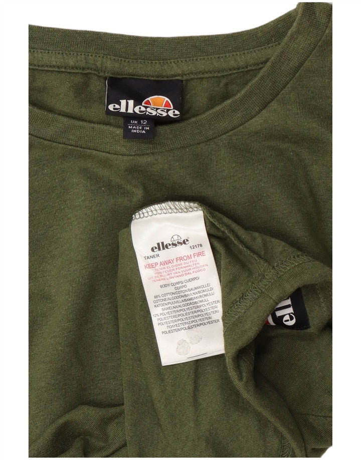 Damski krótki top Ellesse z długim rękawem, UK 12, średnia zielona bawełna