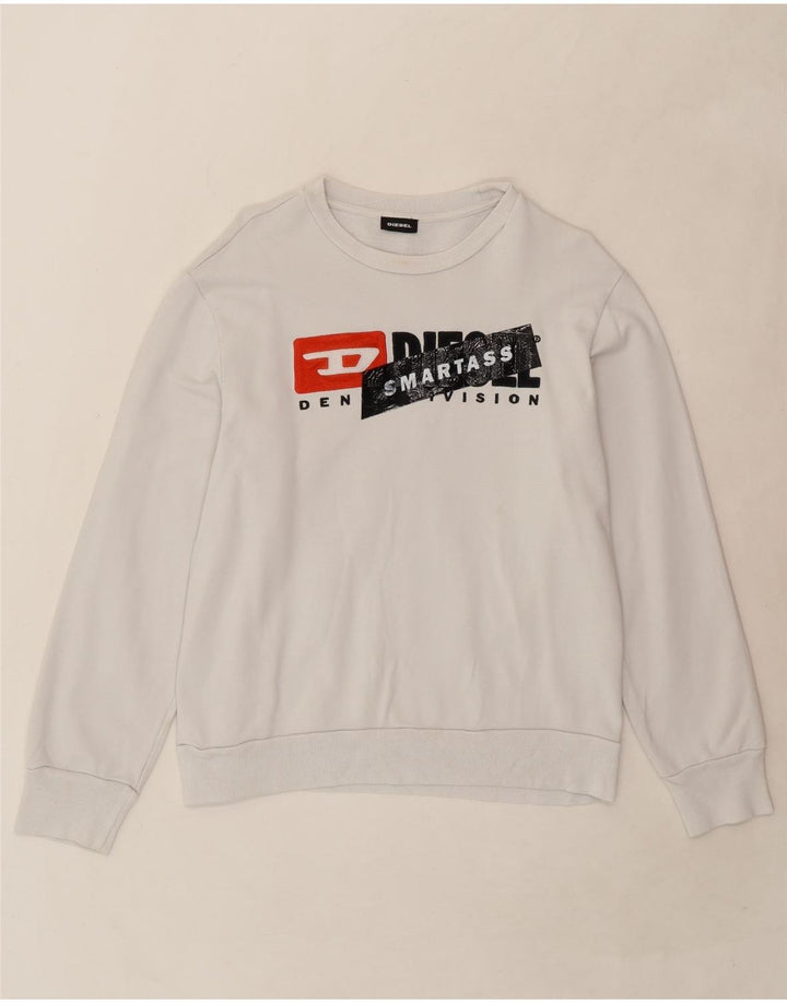 DIESEL Boys Graphic Sweatshirt Jumper 13-14 Years White Cotton Vintage Diesel and Second-Hand Diesel from Messina Hembry 
