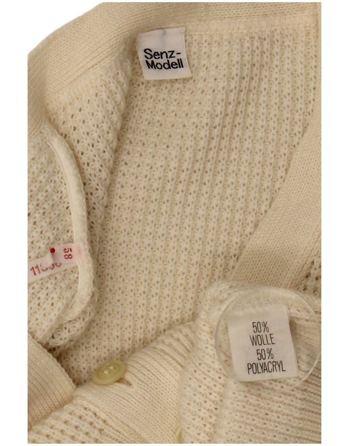 Sweter męski w stylu vintage, średniej wielkości z białej wełny