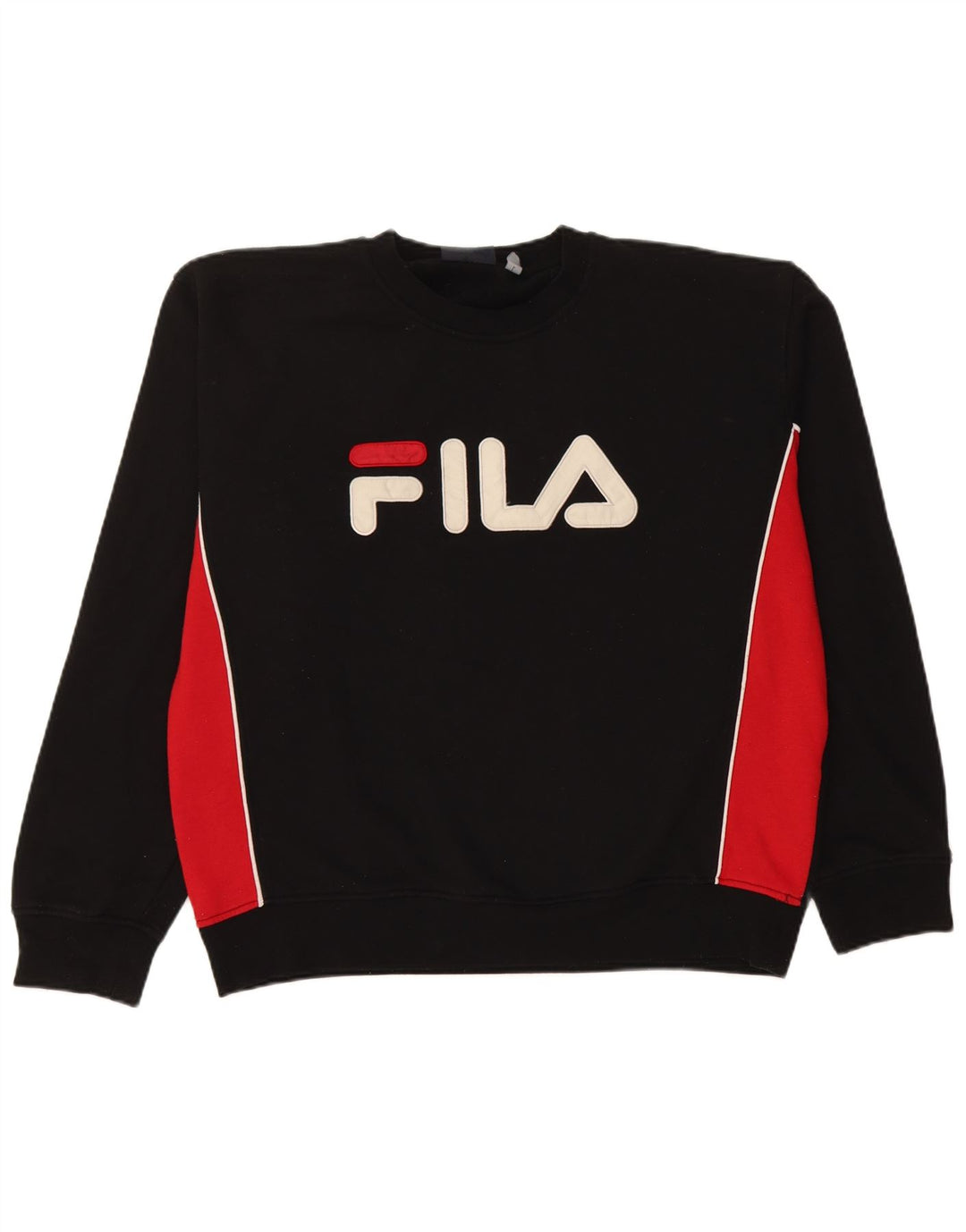 Męski sweter z grafiką Fila, duży czarny poliester z blokami kolorów