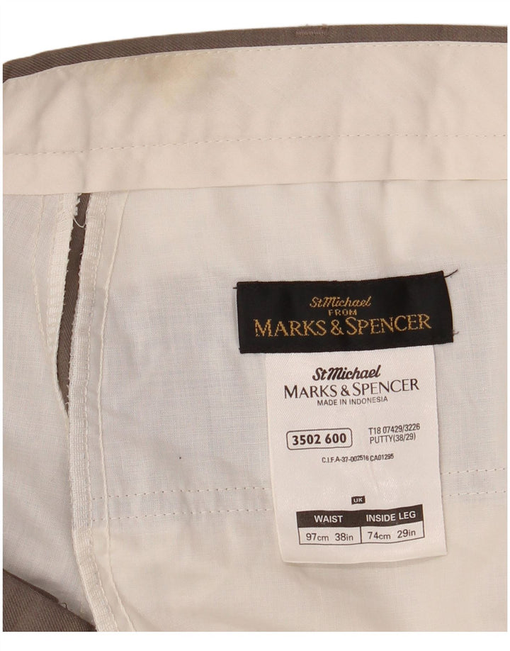 Marks & Spencer Męskie spodnie typu casual St. Michael W38 L29 brązowe