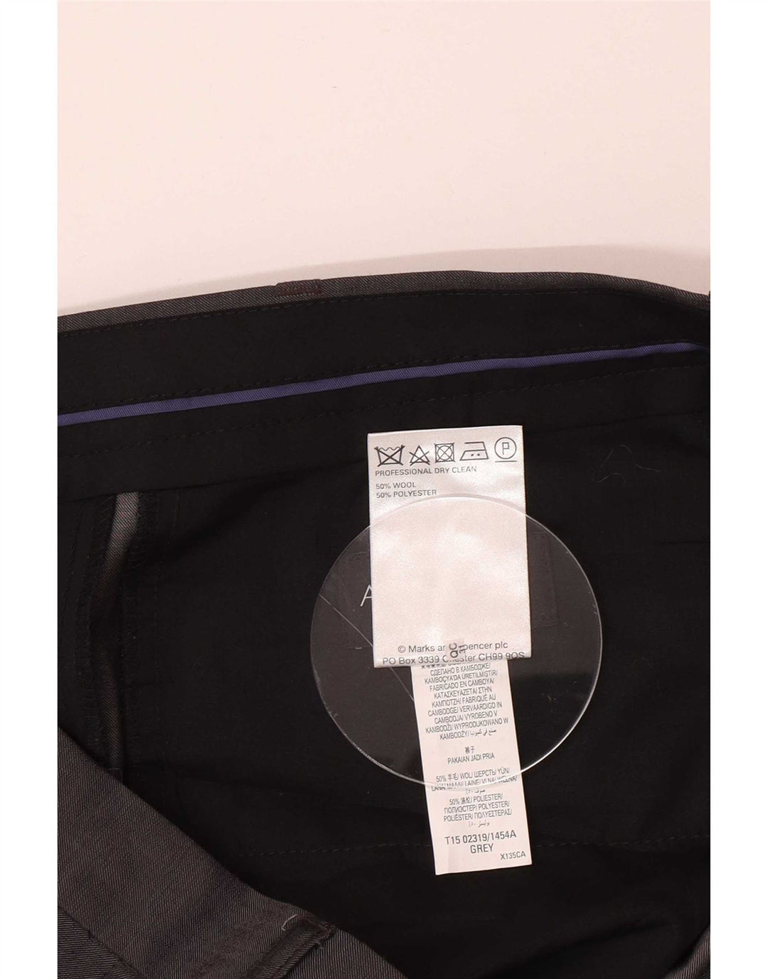 Marks & Spencer Męskie spodnie garniturowe z autografem W36 L31 Szara wełna