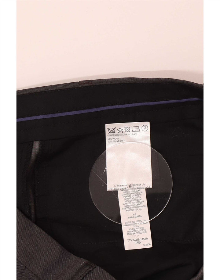 Marks & Spencer Męskie spodnie garniturowe z autografem W36 L31 Szara wełna