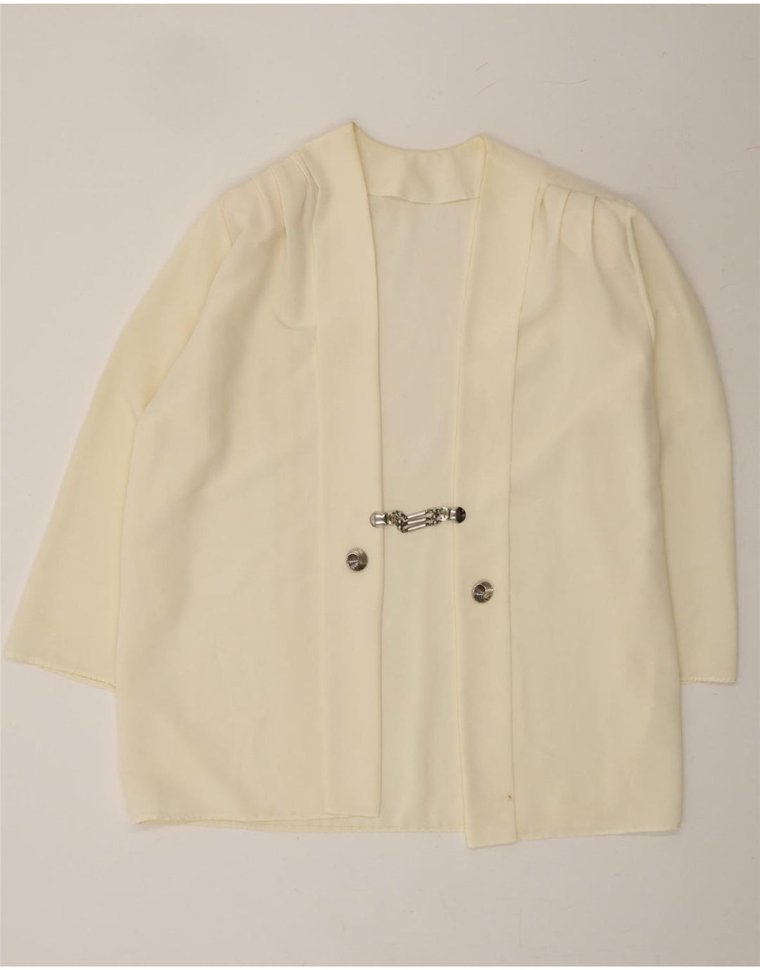 VINTAGE Womens 3/4 Sleeve Blazer Jacket UK 18 XL Off White Vintage Vintage and Second-Hand Vintage from Messina Hembry 