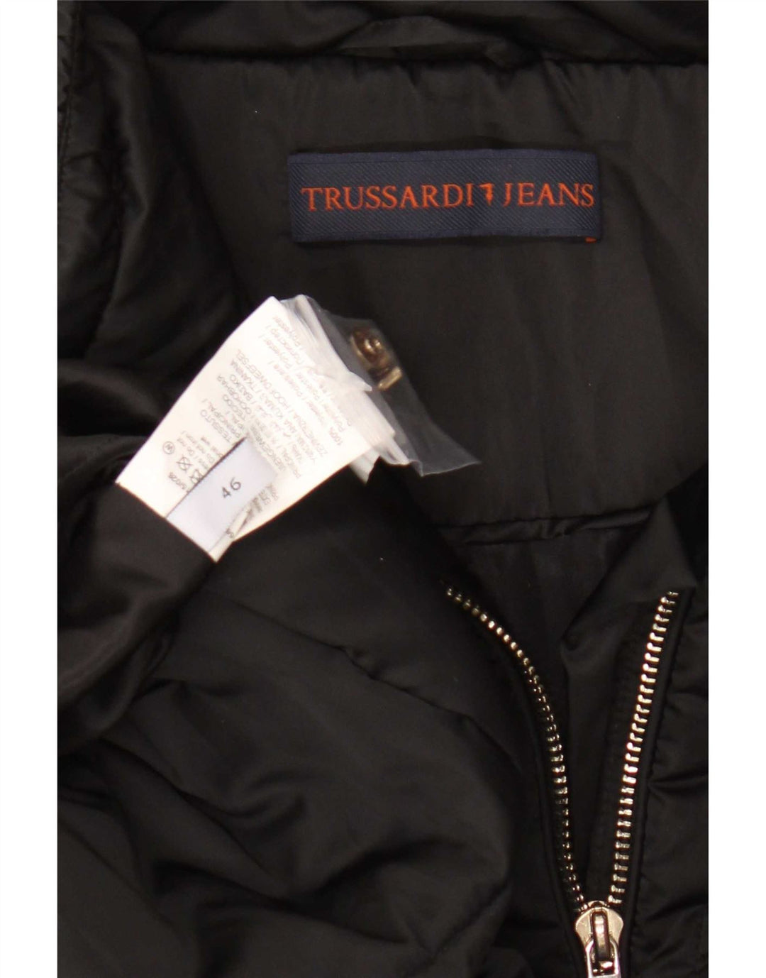 Damski ocieplany płaszcz Trussardi IT 46, duży, czarny poliester