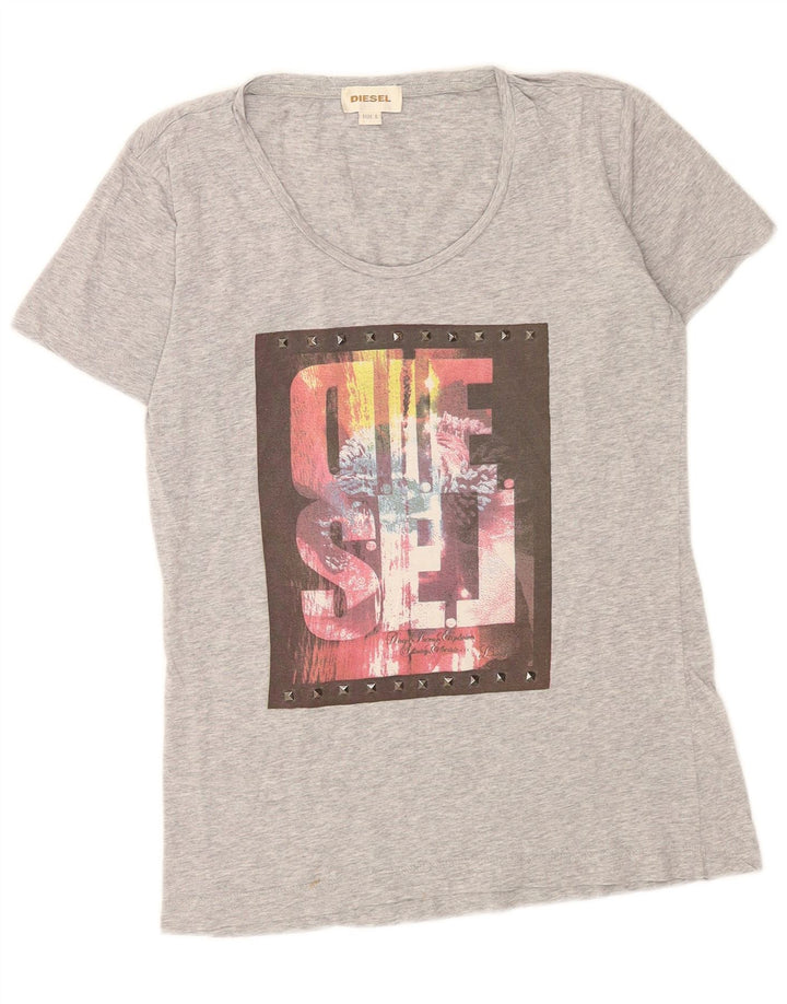 Damska koszulka z grafiką Diesel Top UK 10 Small Grey Flecked
