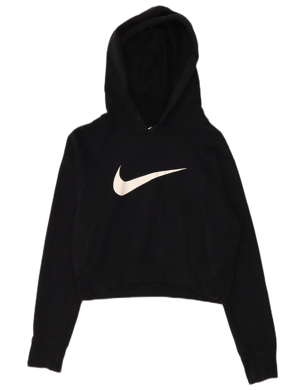 Damski sweter z kapturem Nike Crop Graphic UK 16, duży, czarny, bawełniany