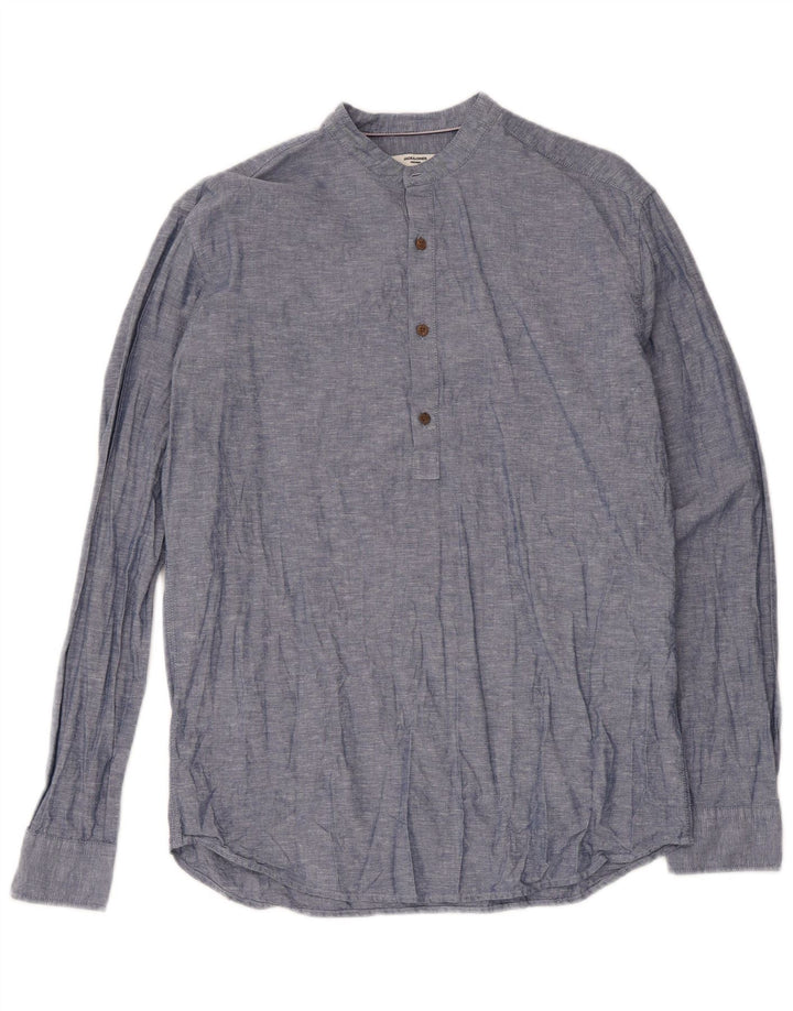 Męska koszula pulowerowa Jack & Jones o dopasowanym kroju, średnia niebieska bawełna w cętki