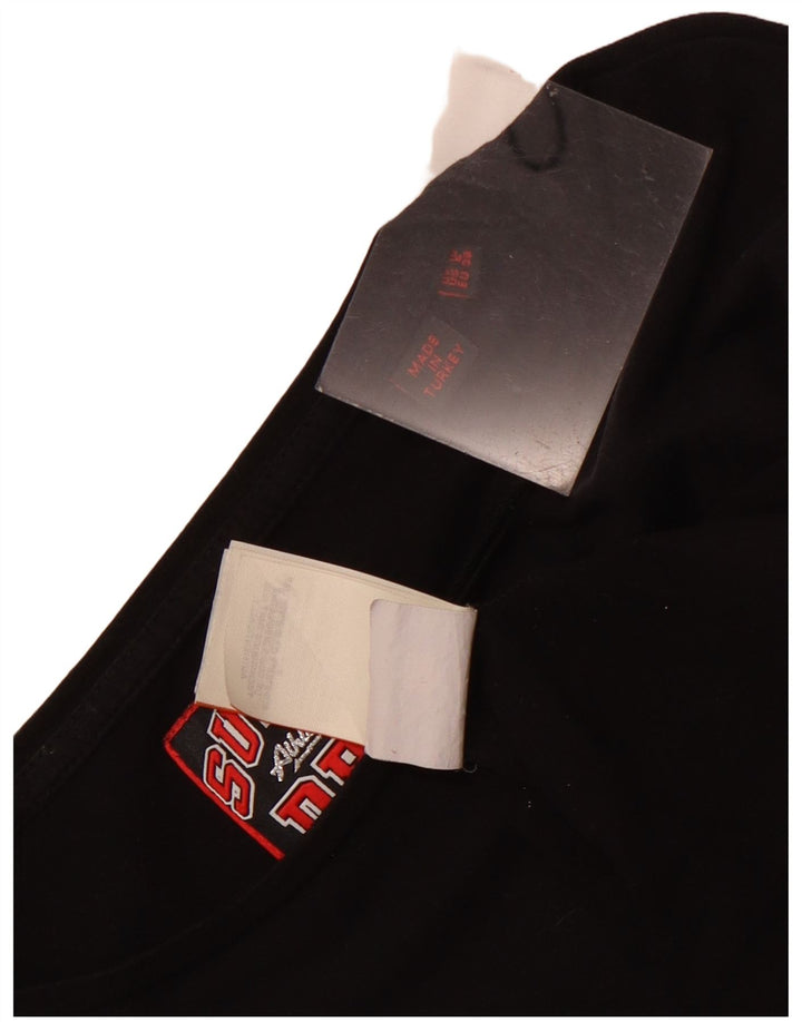 Damski top graficzny Superdry z długim rękawem, UK 10, mały, czarny, bawełniany