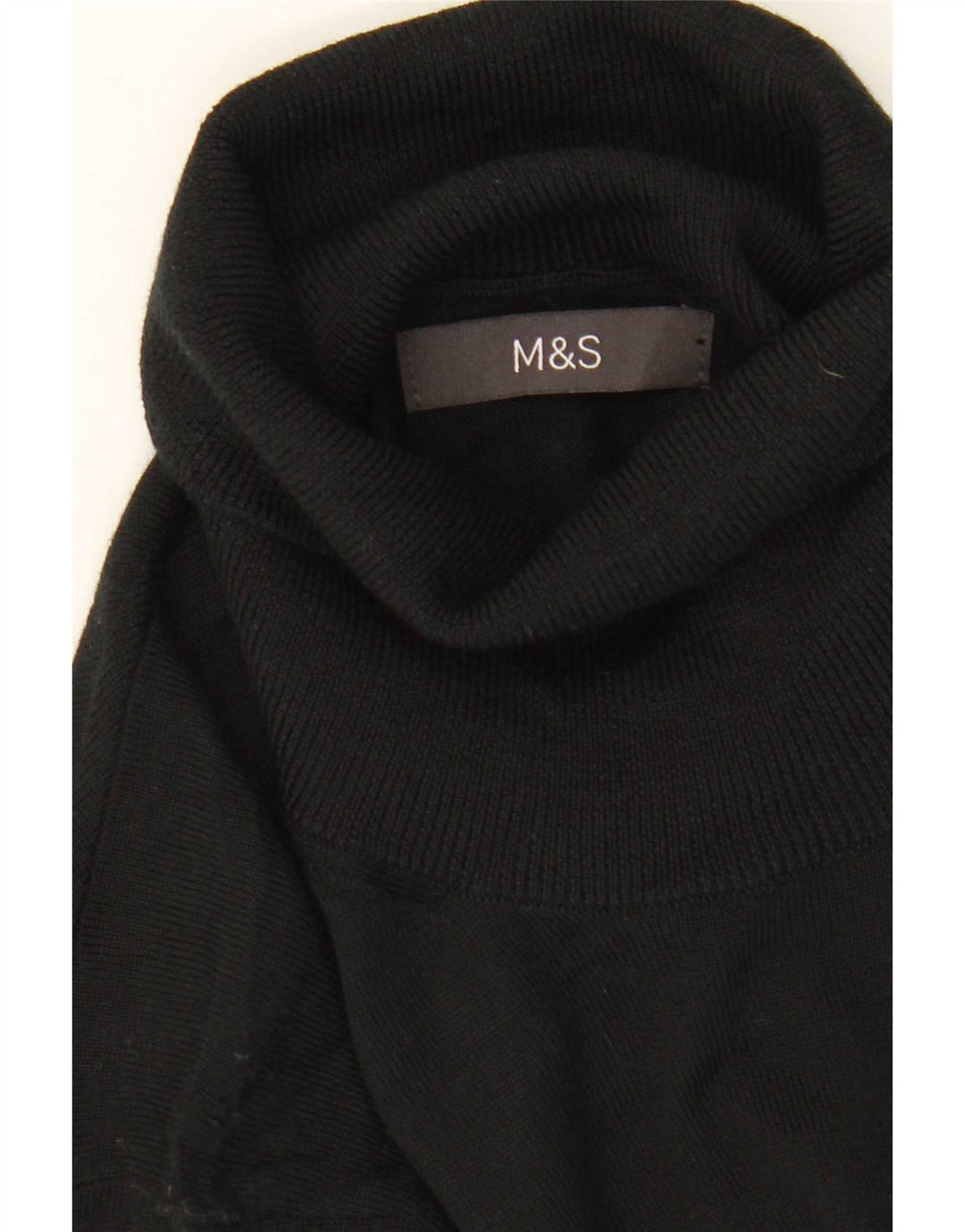 Marks & Spencer Męski sweter z golfem, średni czarny, wełna merynosowa