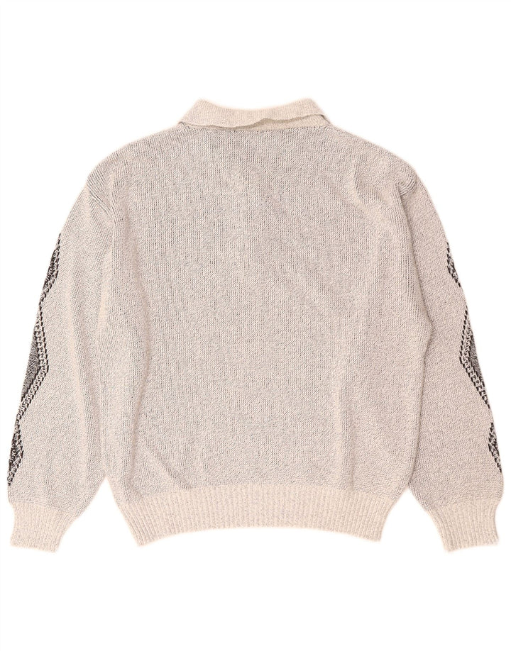 Męski sweter z golfem w stylu vintage, średnioszary, geometryczny