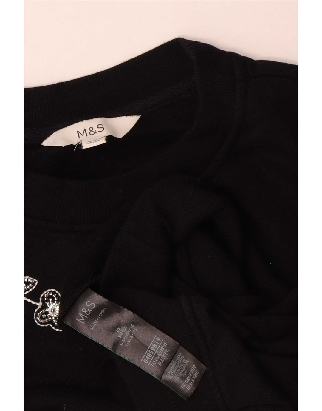 Marks & Spencer Damski sweter oversize UK 10, mały, czarny w kwiaty