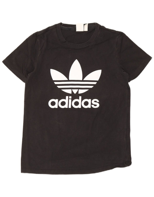 Damska koszulka z grafiką Adidas Top UK 10, mała, czarna bawełna