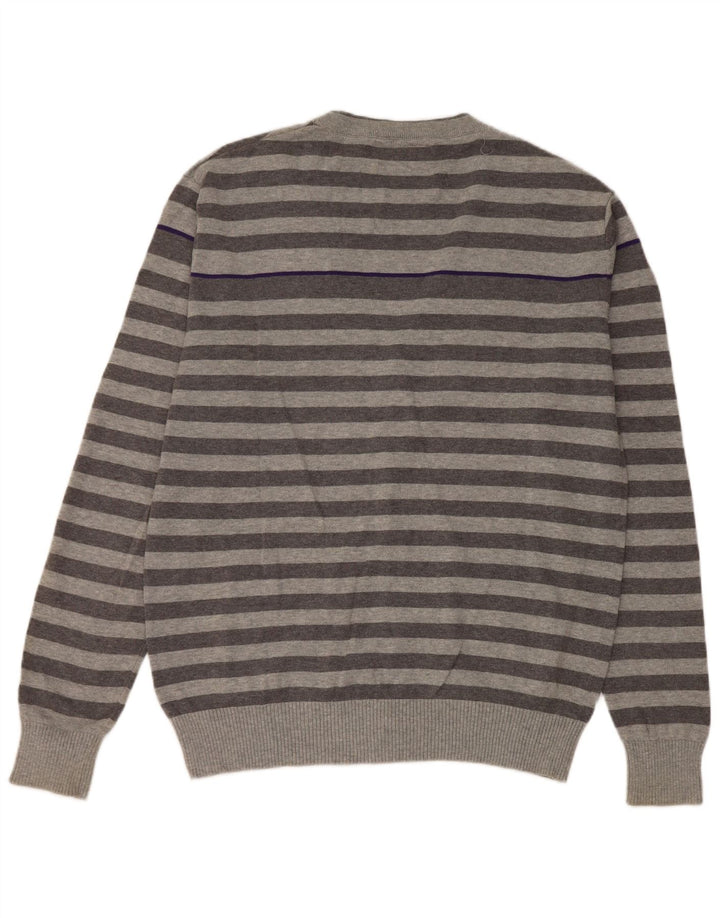 JACK & JONES Męski sweter rozpinany XL, szary, bawełniany w paski
