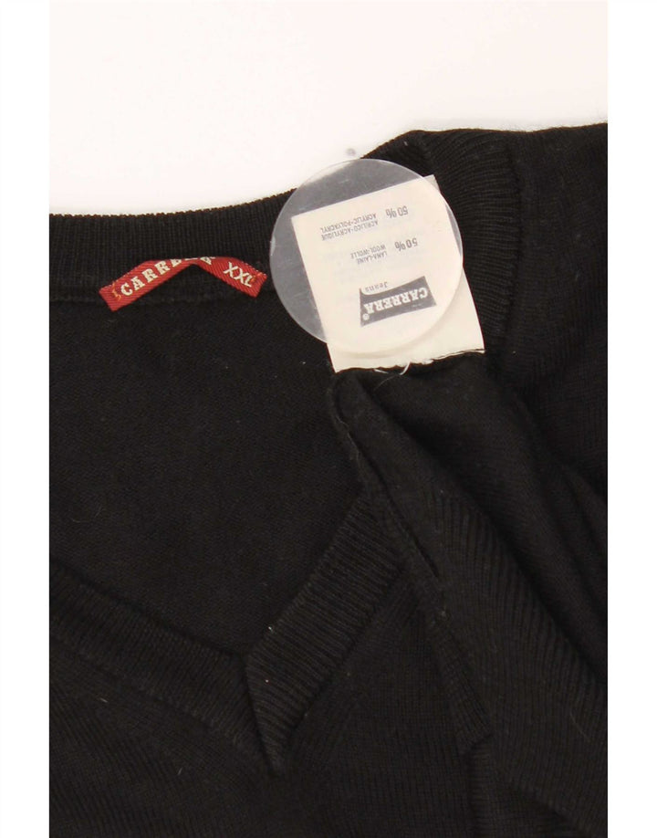 Męski sweter Carrera z dekoltem w kształcie litery V, 2XL, czarna wełna