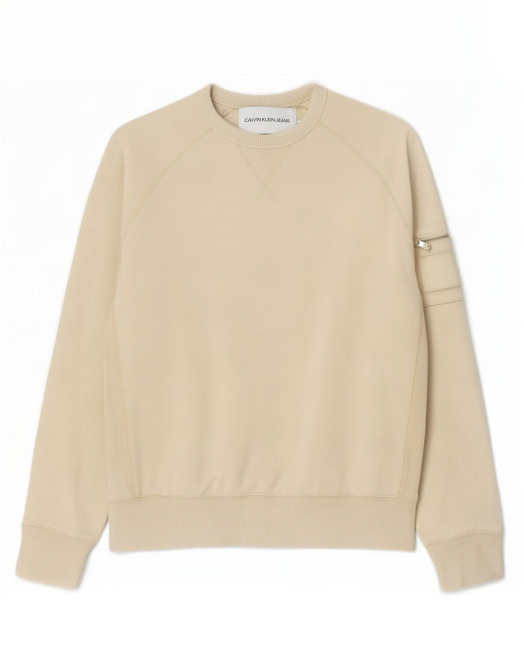 Bluza męska Calvin Klein Jeans, mała, beżowa, bawełniana