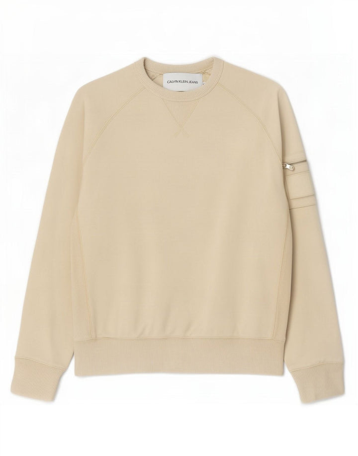 Bluza męska Calvin Klein Jeans, mała, beżowa, bawełniana