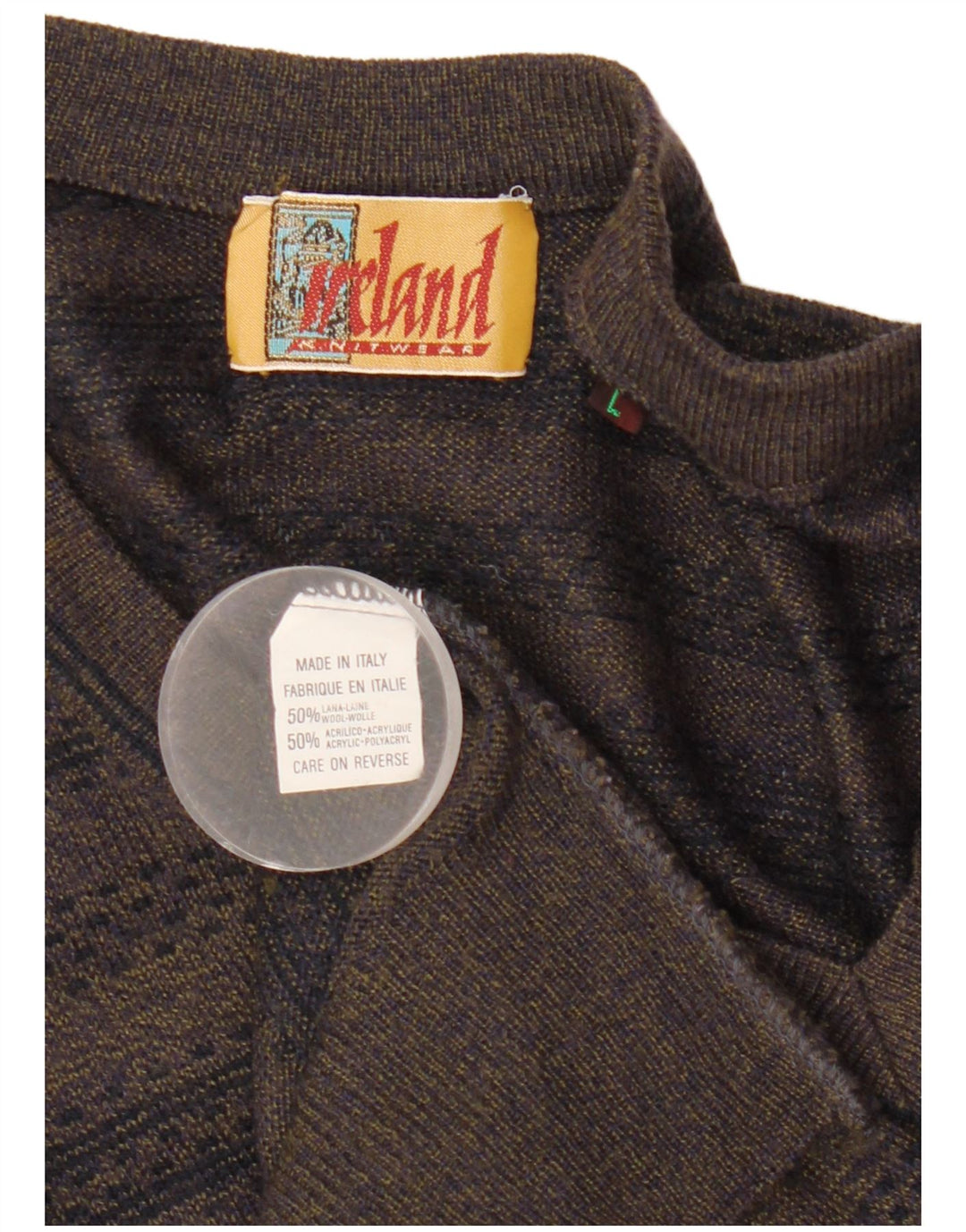 Sweter męski z dekoltem w kształcie litery V, z wełny w kolorze khaki, męski