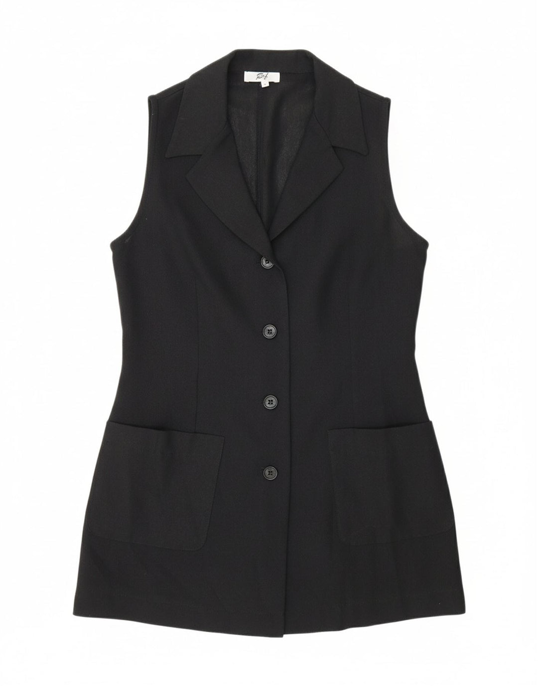 VINTAGE Womens 4 Button Sleeveless Blazer Jacket IT 42 Medium Black Vintage Vintage and Second-Hand Vintage from Messina Hembry 