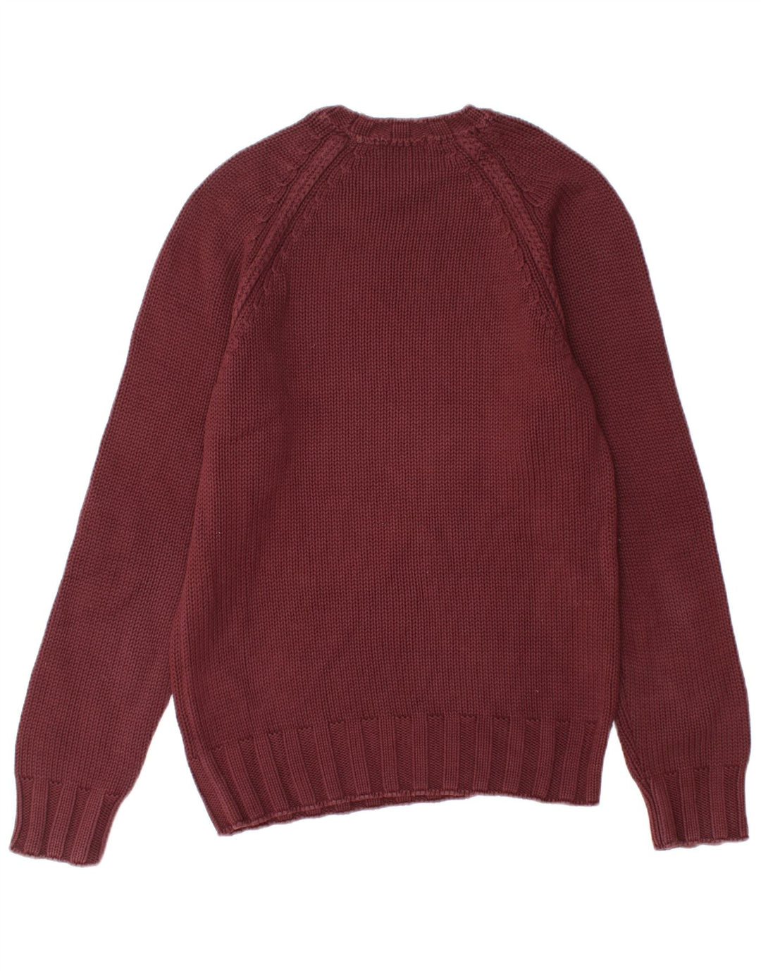 Męski sweter Zara z okrągłym dekoltem, średnia bordowa bawełna