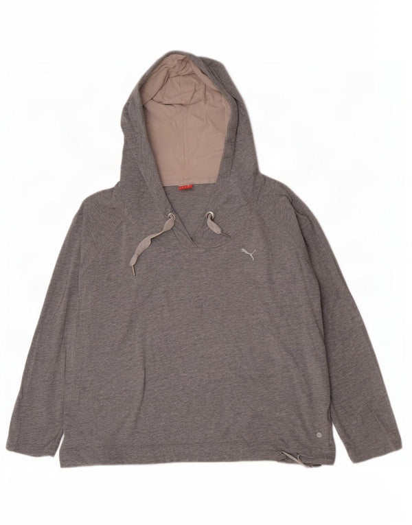 Damska bluza z kapturem Puma Oversize UK 16, duża, szara, nakrapiana bawełna