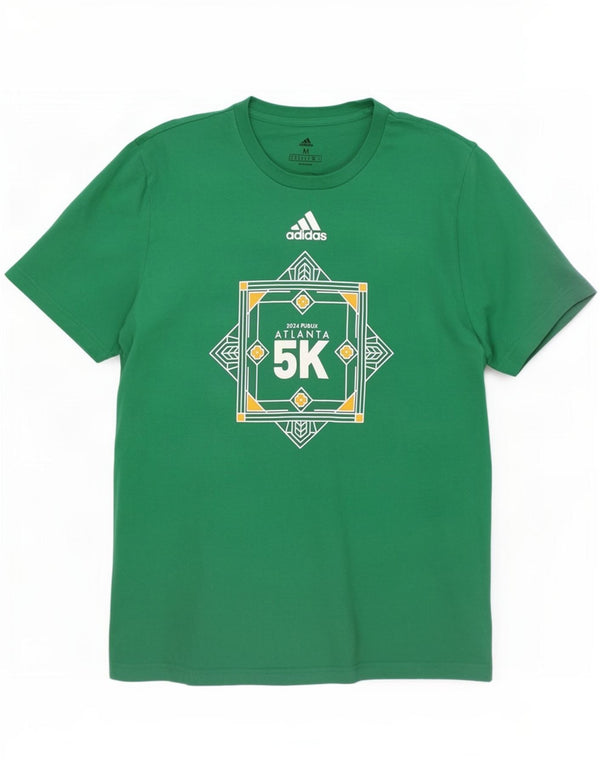 Męska koszulka z grafiką Adidas, średnia, zielona bawełna