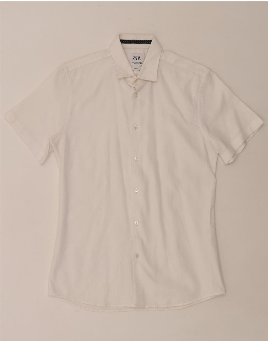 Męska koszula slim fit z krótkim rękawem ZARA, średnio biała