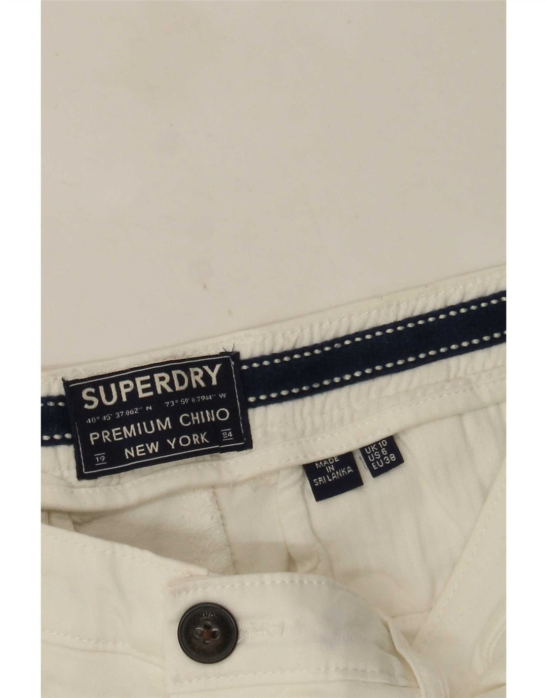 Damskie spodenki Superdry Regular Chino UK 10 Small W30 Białe