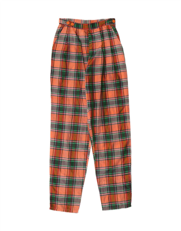 VINTAGE Womens Chino Trousers IT 40 Small W24 L28 Multicoloured Check