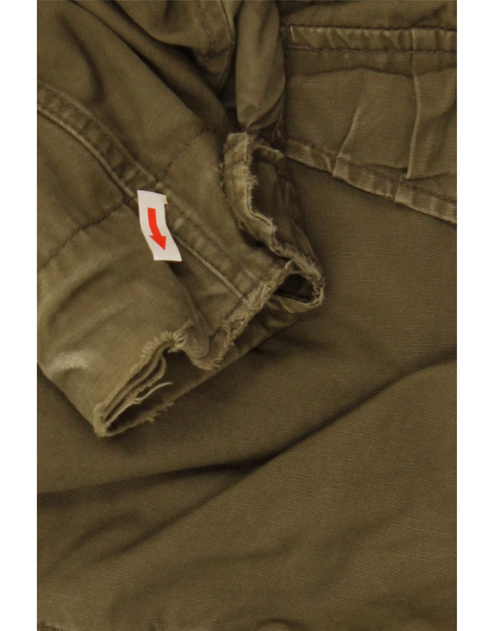 Męska kurtka wojskowa z kapturem VINTAGE UK 44 2XL Khaki, bawełna