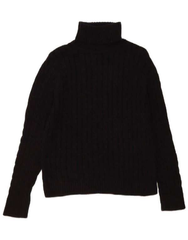 Damski sweter z golfem L.L.Bean UK 10, mały, czarny, bawełniany