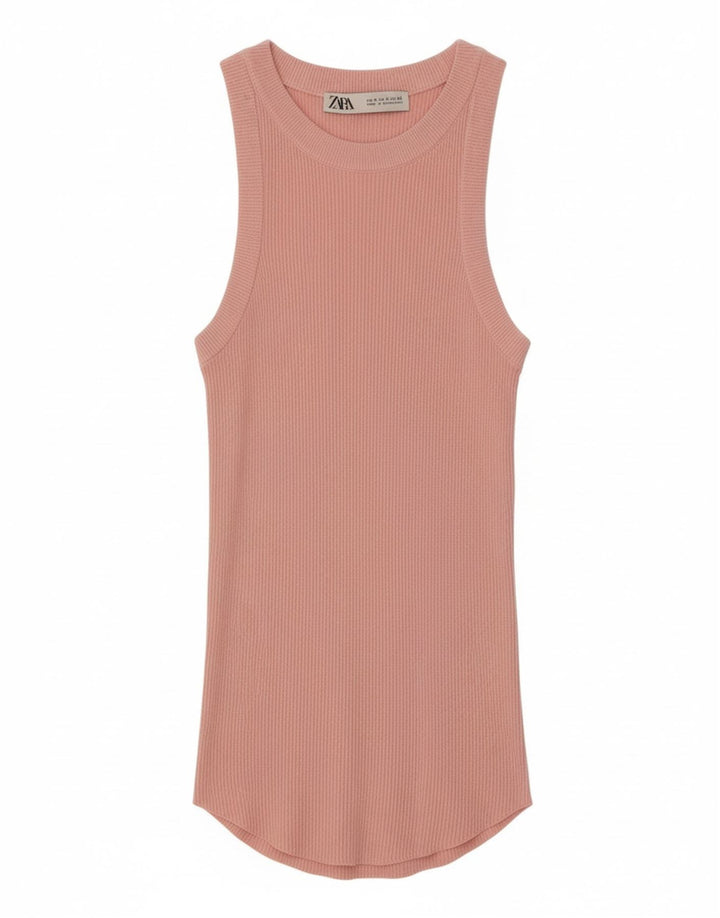 ZARA Womens Vest Tank Top UK 8 Small Pink Viscose